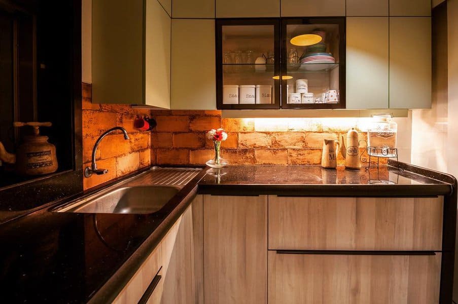 Brick kitchen backsplash