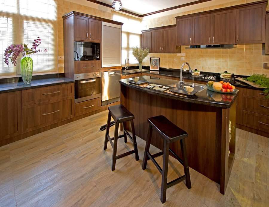 Brown kitchen cabinets