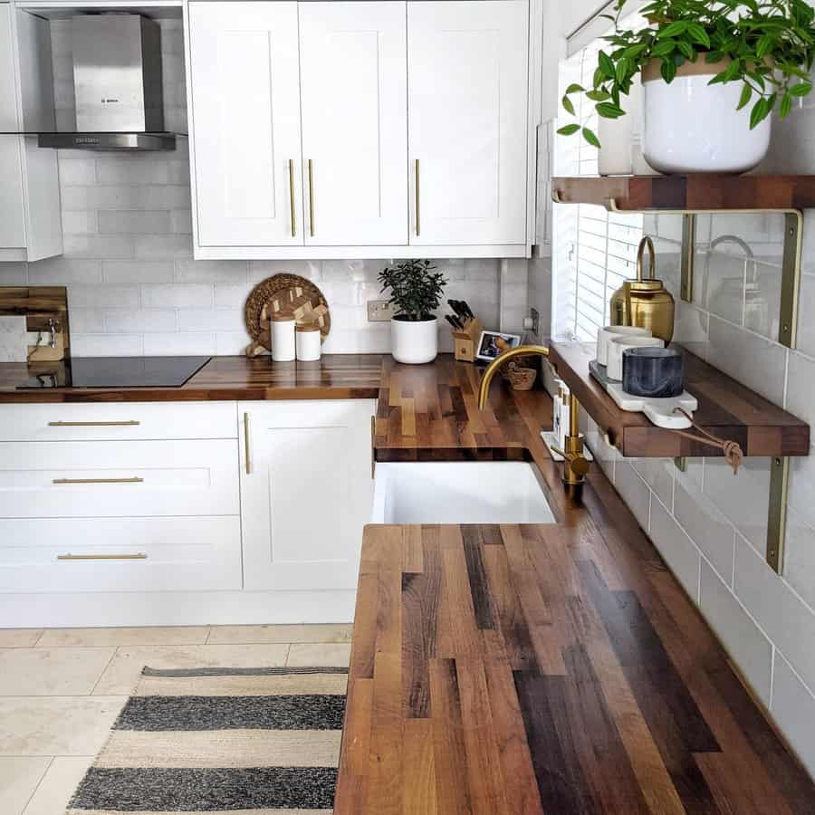 dark-stained wood countertop
