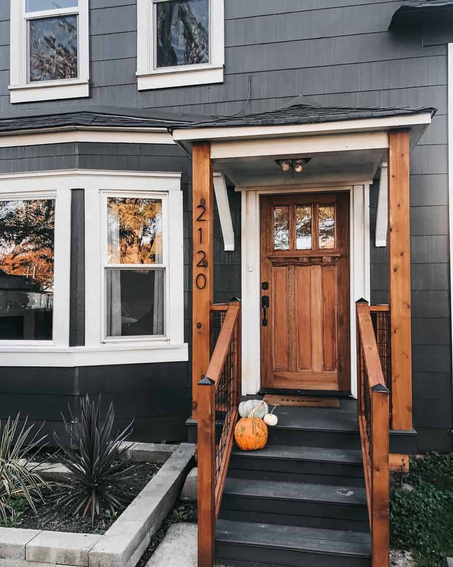 Wooden porch railing