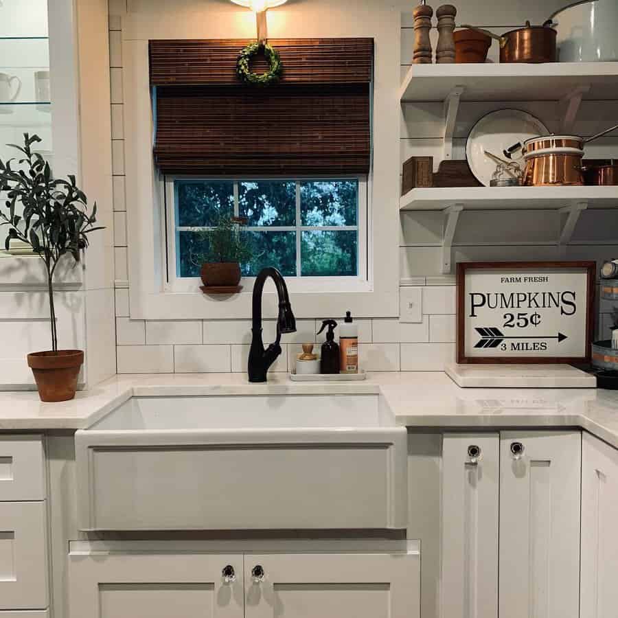 Cozy kitchen corner with white sink and decor