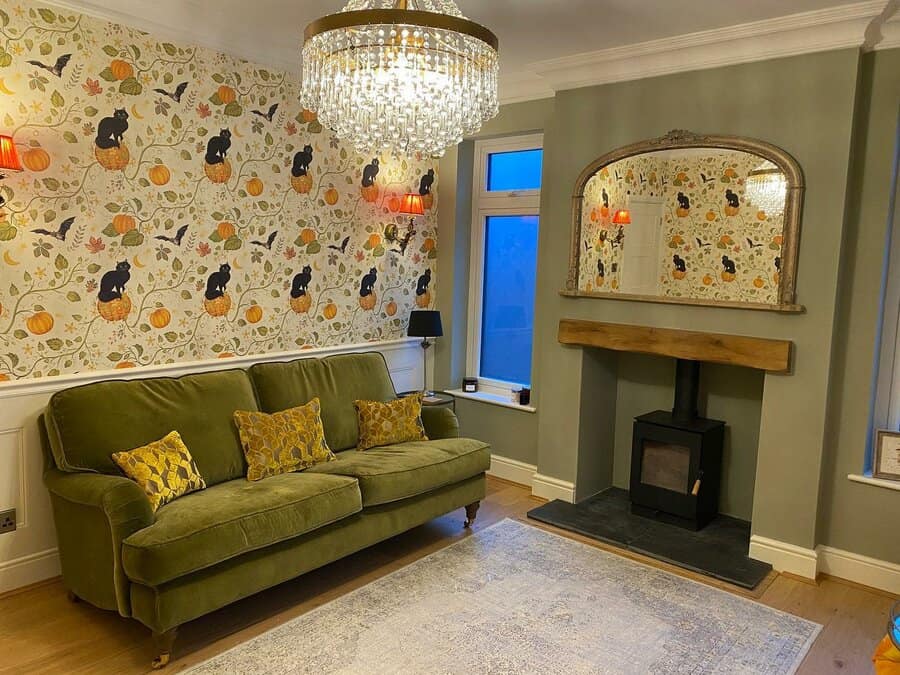 Living Room With Wallpaper Accent