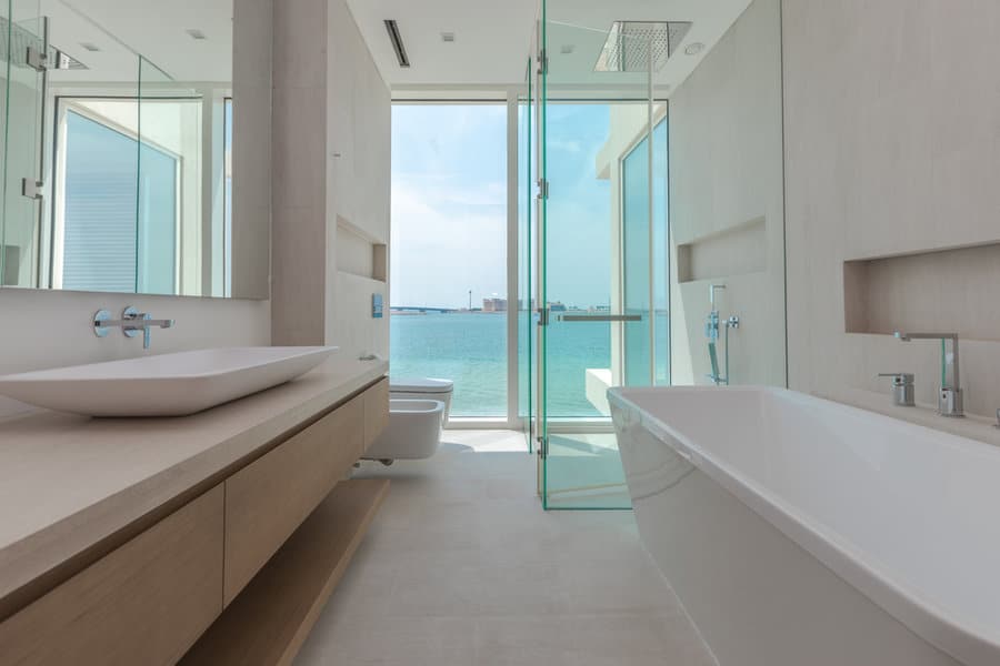 white beach bathroom