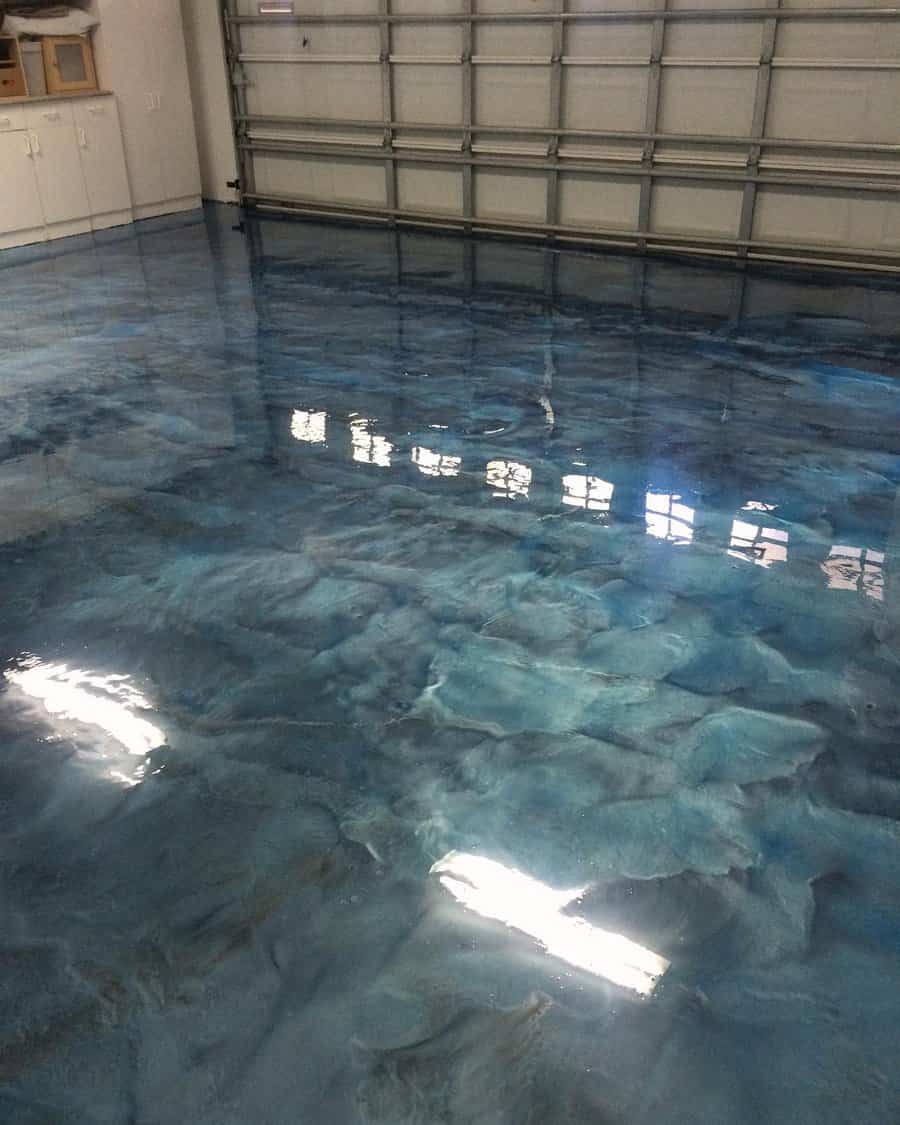 blue metallic epoxy flooring