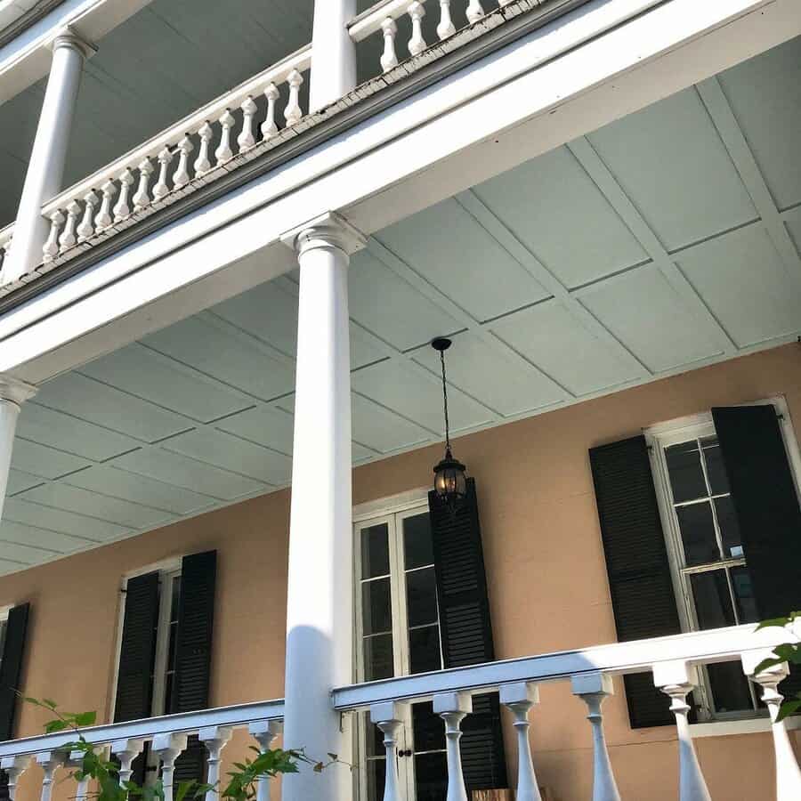 Porch ceiling with pendant lights 