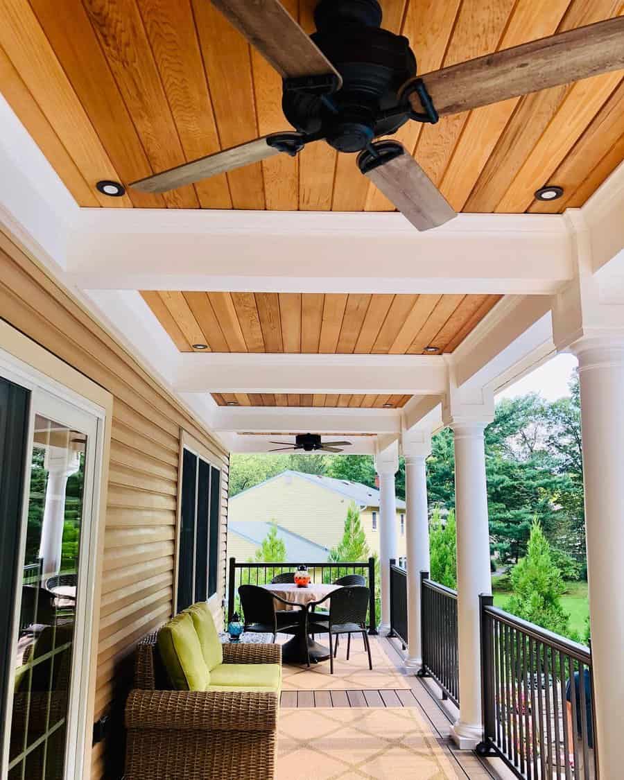 Wood porch ceiling 