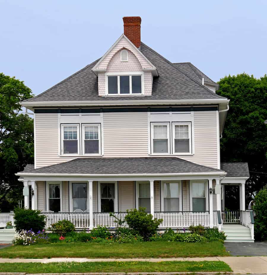 Colonial house front porch