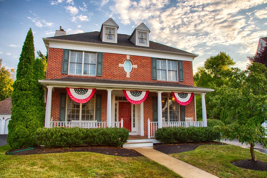 Colonial house front porch