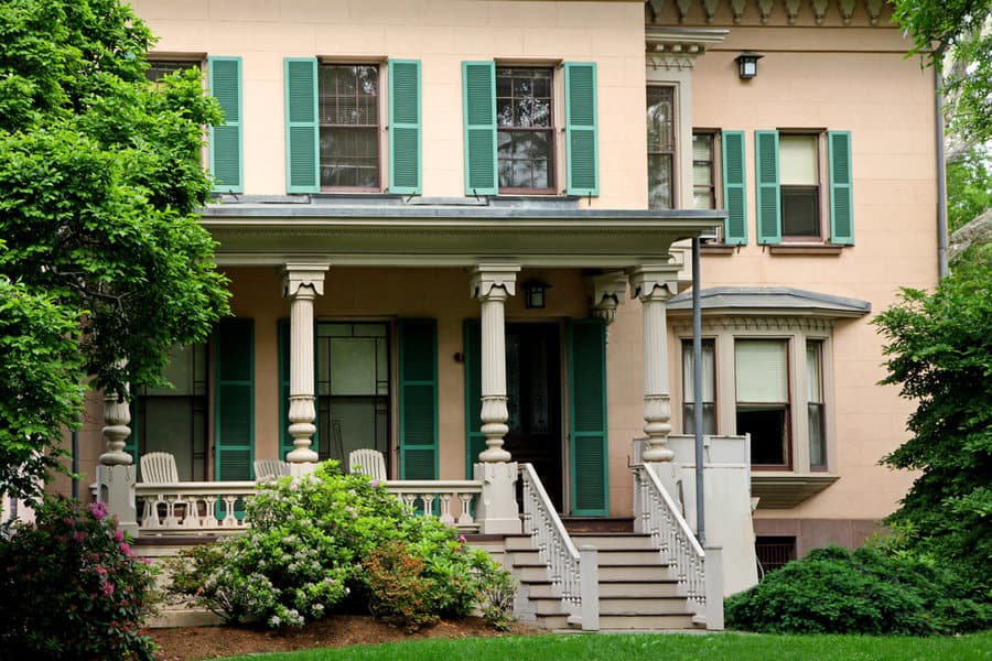 Colonial house front porch