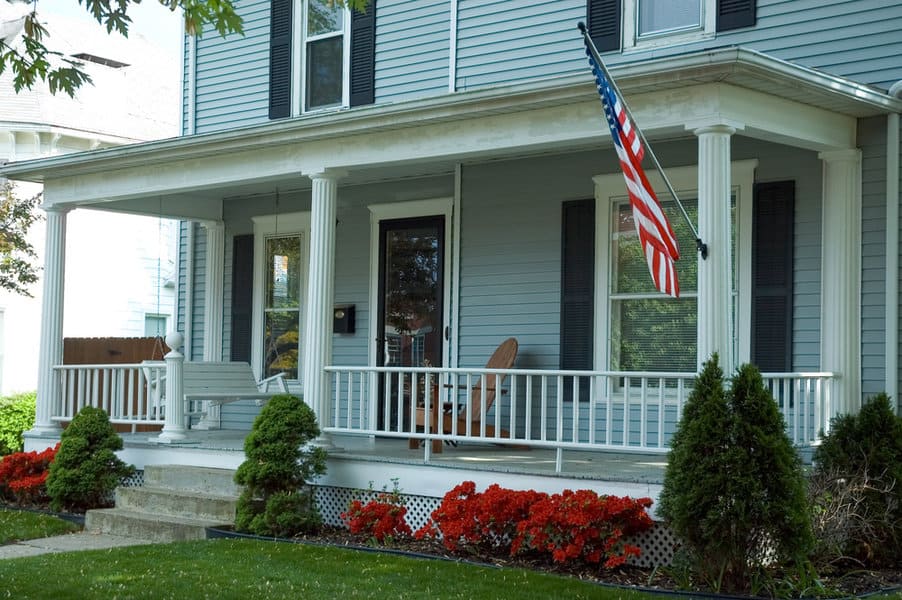 Colonial house front porch