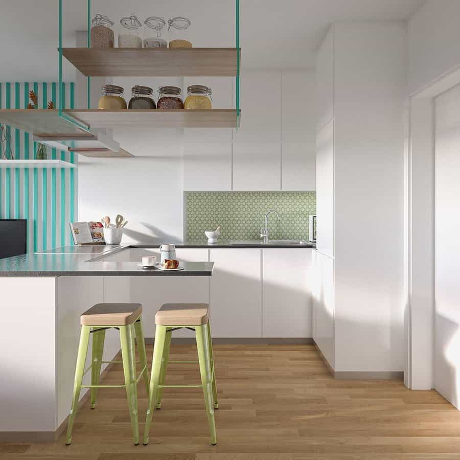 modern kitchen with decorative backsplash