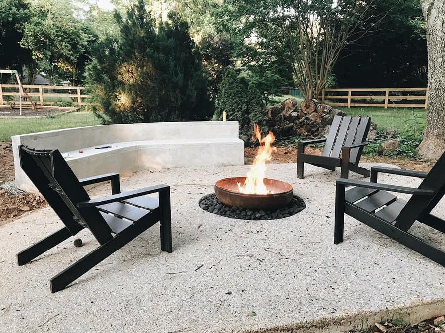 patio with tin fireplace