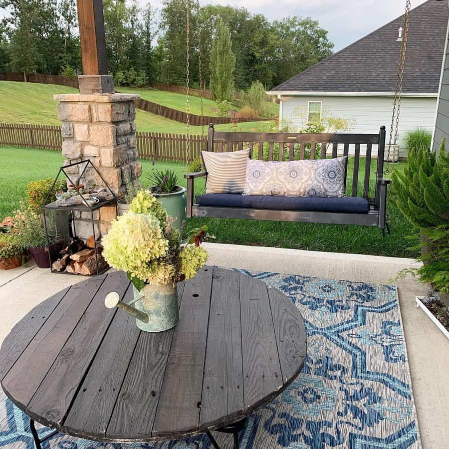 Patio with hanging chair