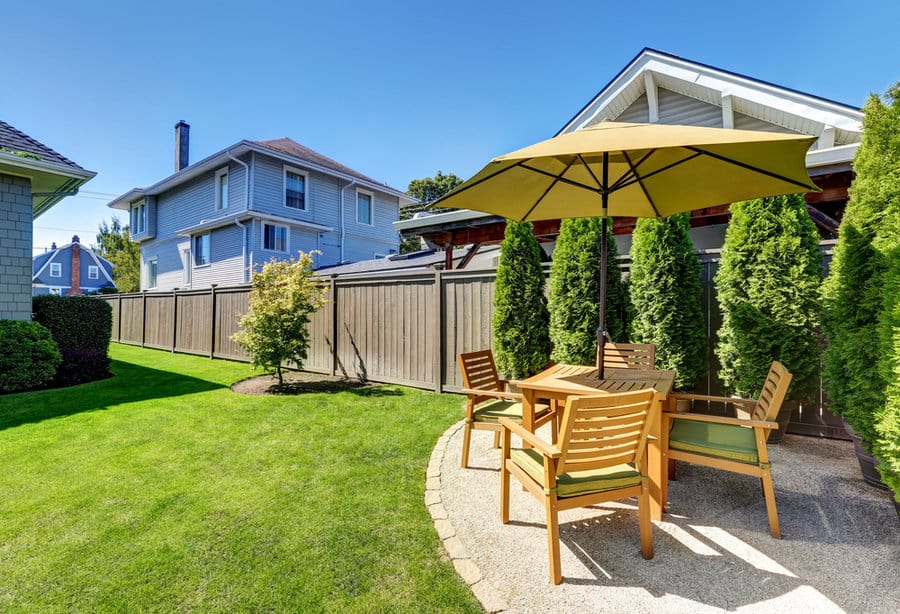 Patio with picnic umbrella