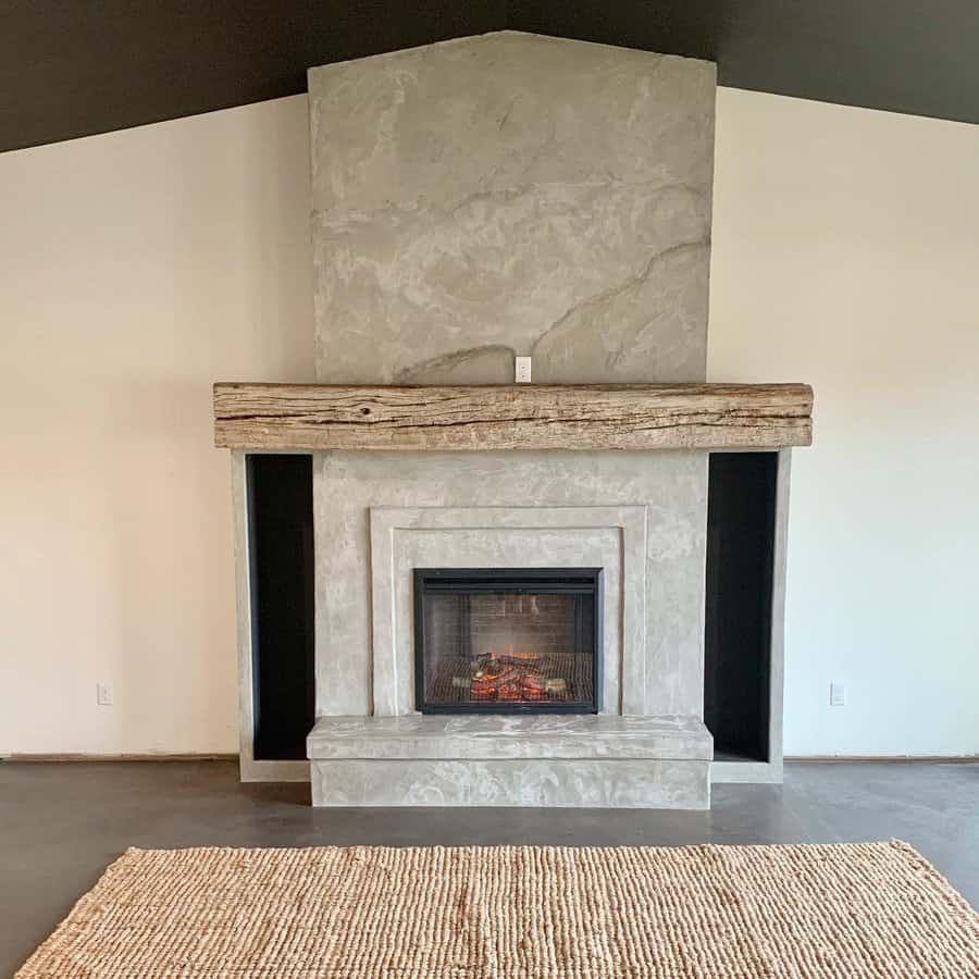 Concrete fireplace wall