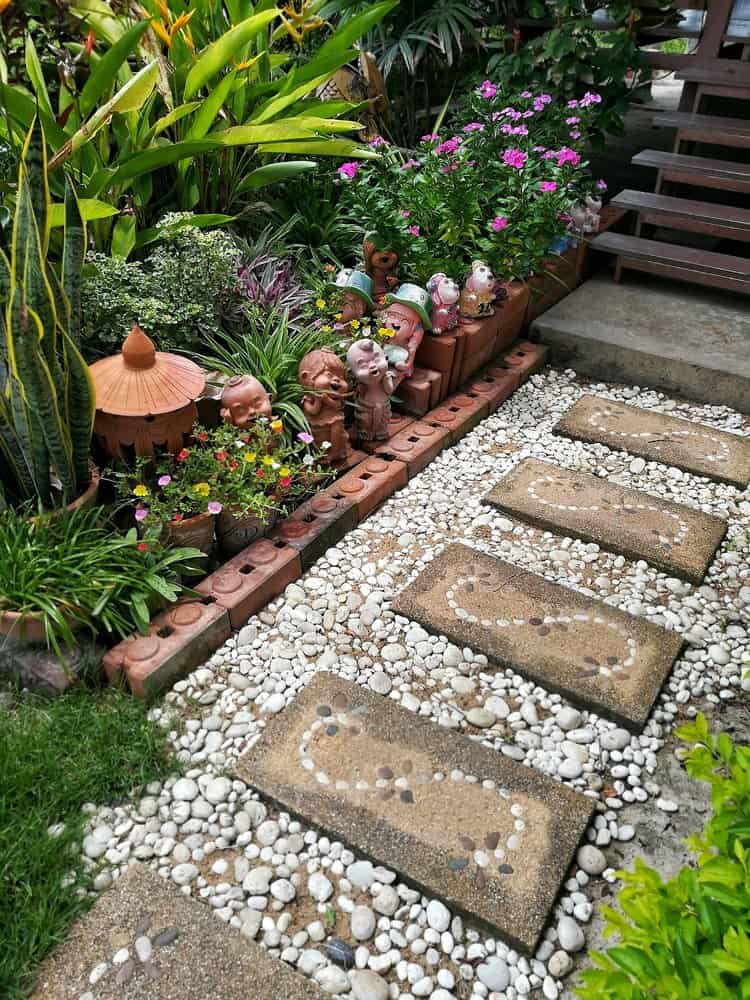 Pavers on pebbles