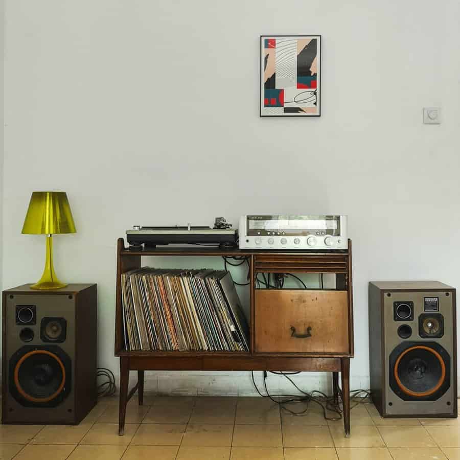 Vintage audio setup with vinyl records