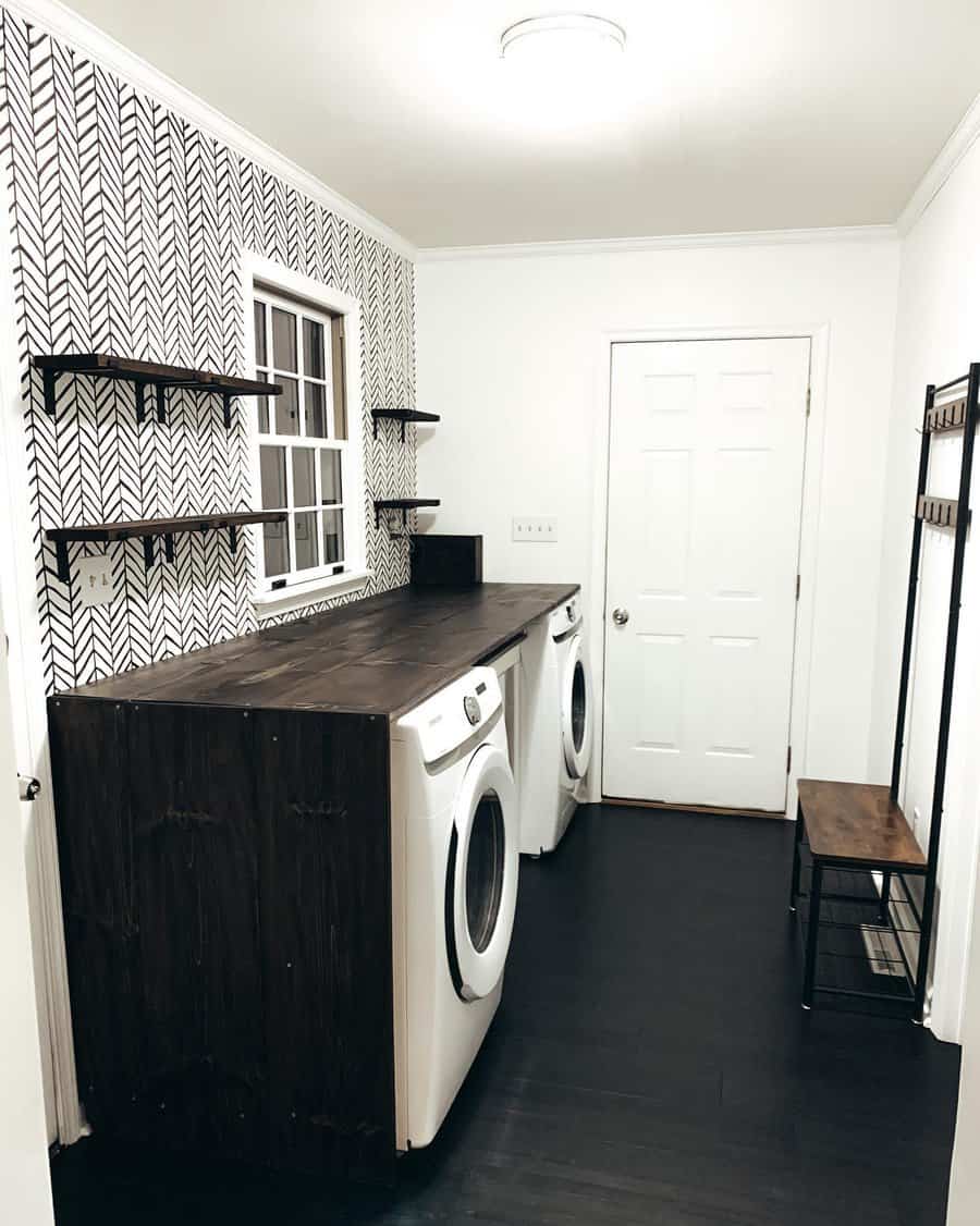 Laundry accent wallpaper