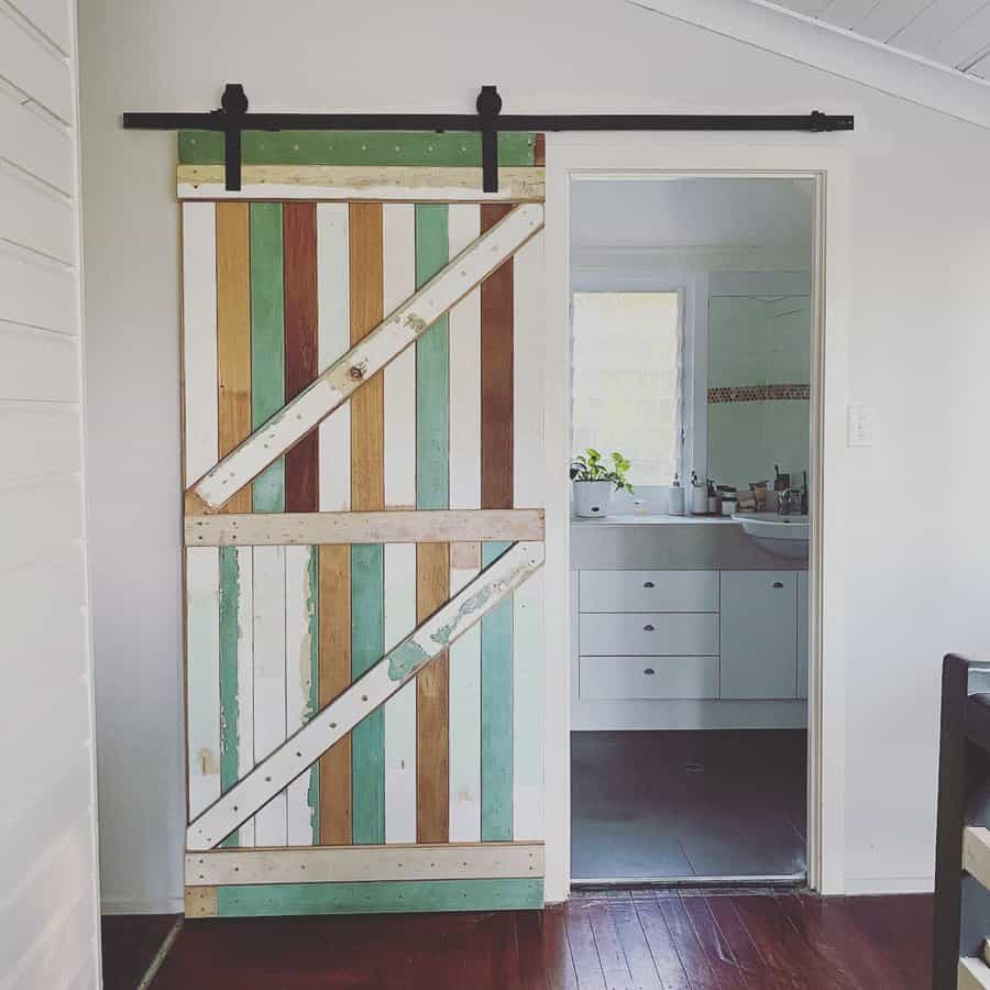 Farmhouse style sliding bathroom door