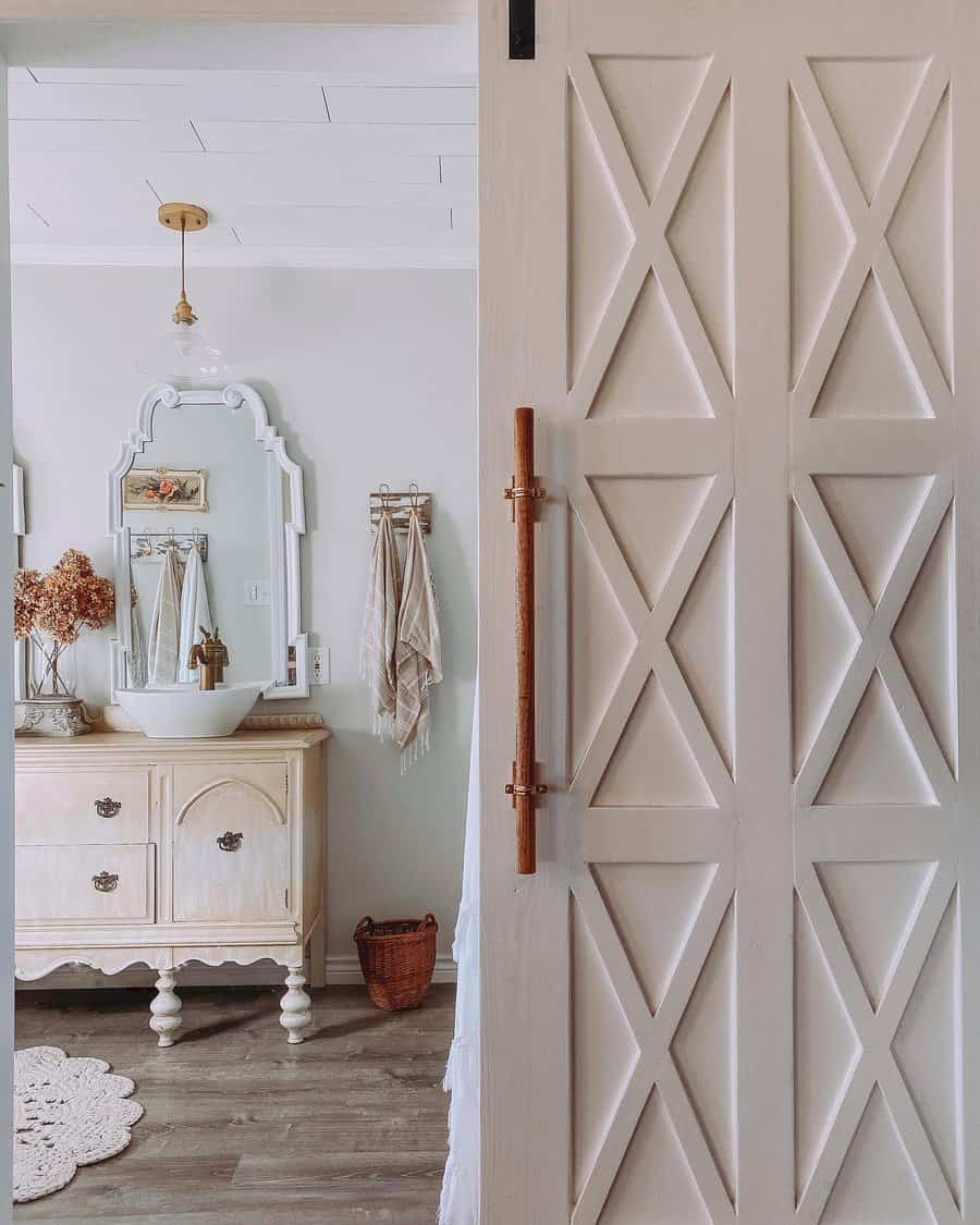 Farmhouse style sliding bathroom door