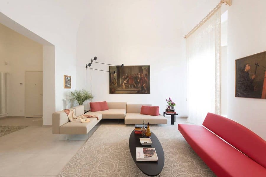 Red modern living room