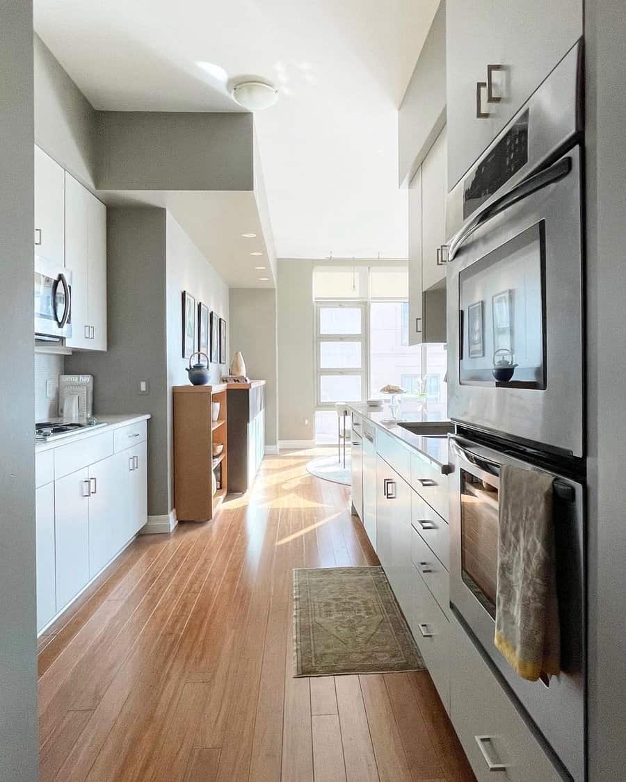 Minimalist modern small galley kitchen