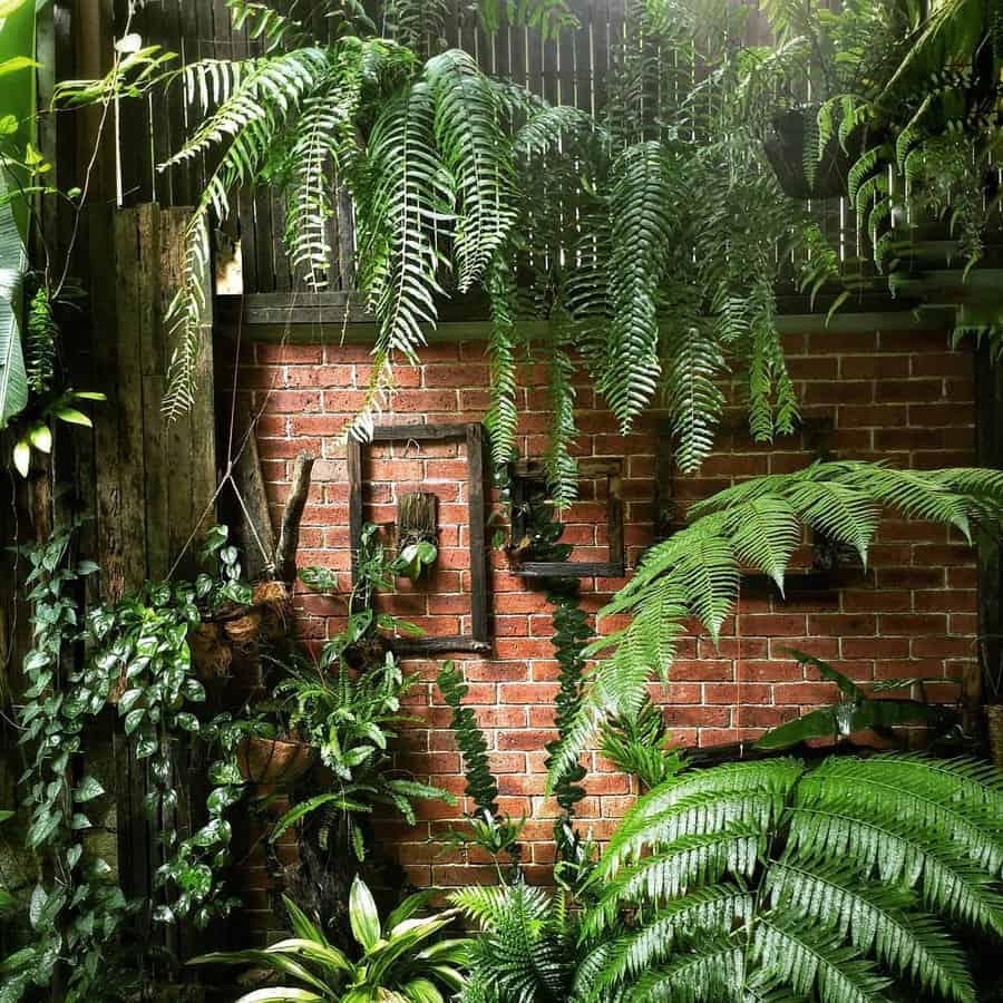 tropical garden with vintage frame decor