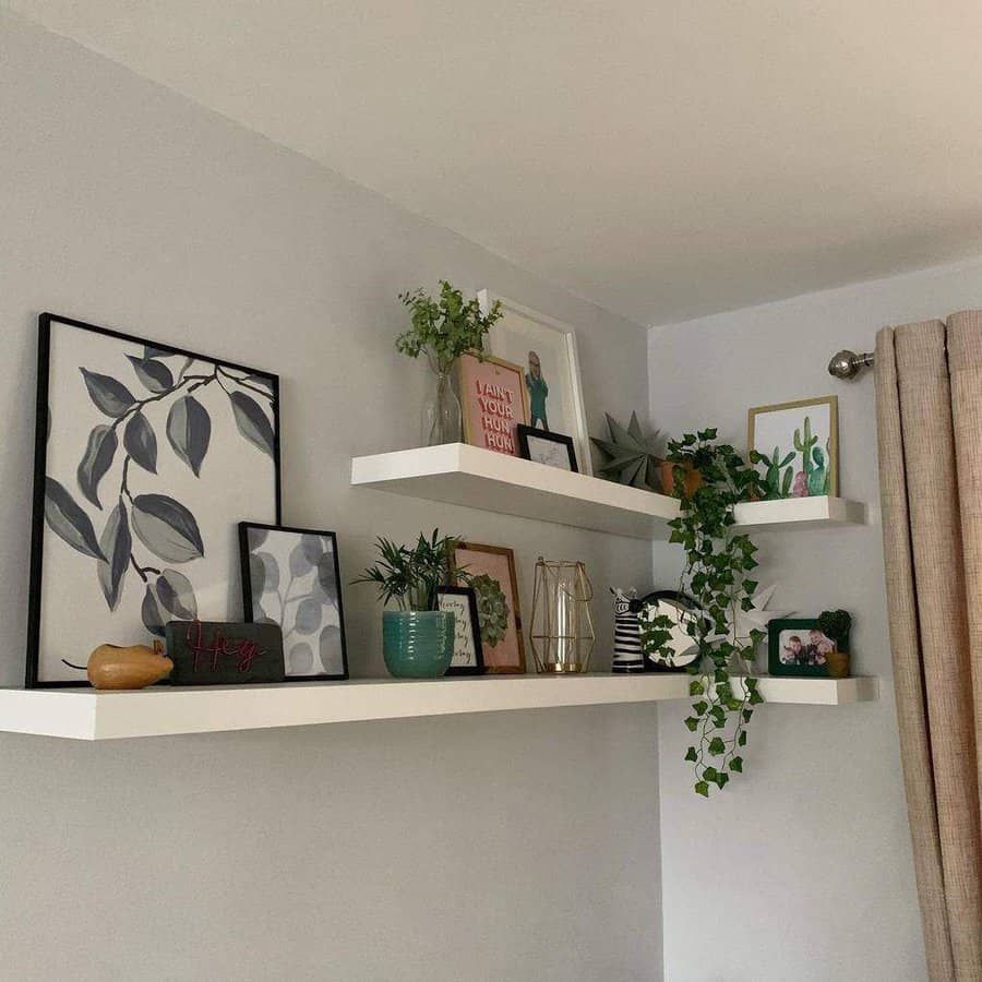 Corner floating shelves