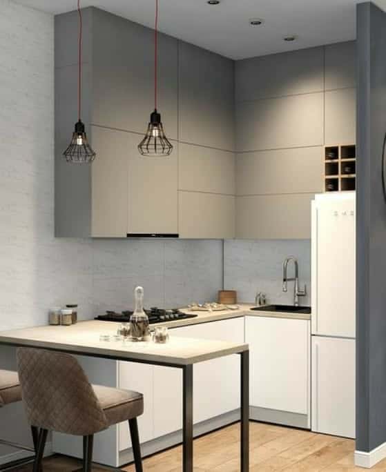 Grey slab kitchen cabinet