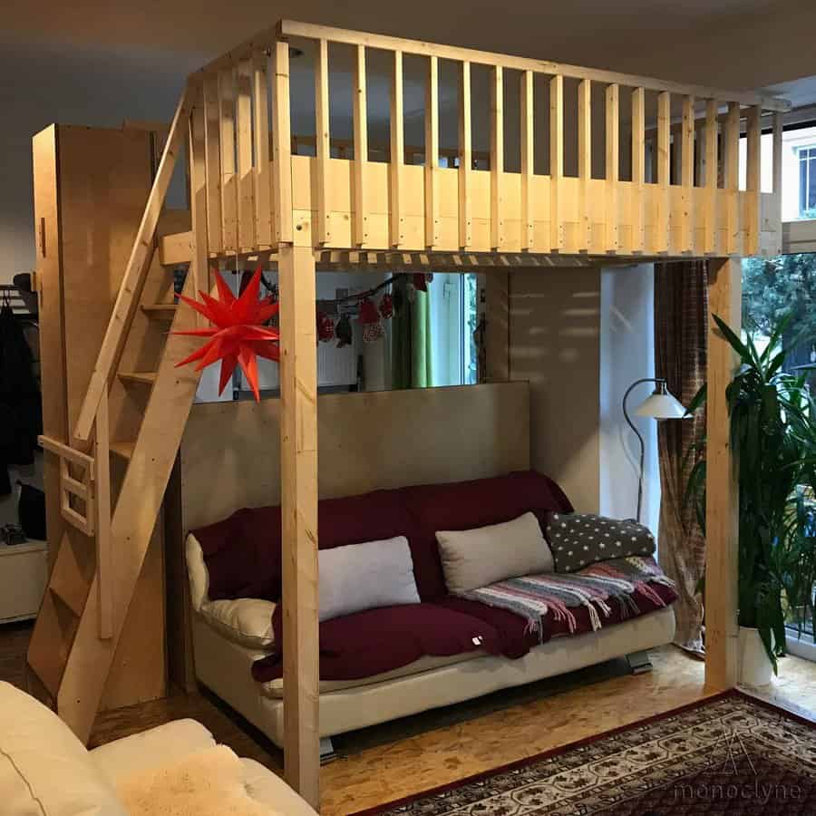 Loft bed with couch