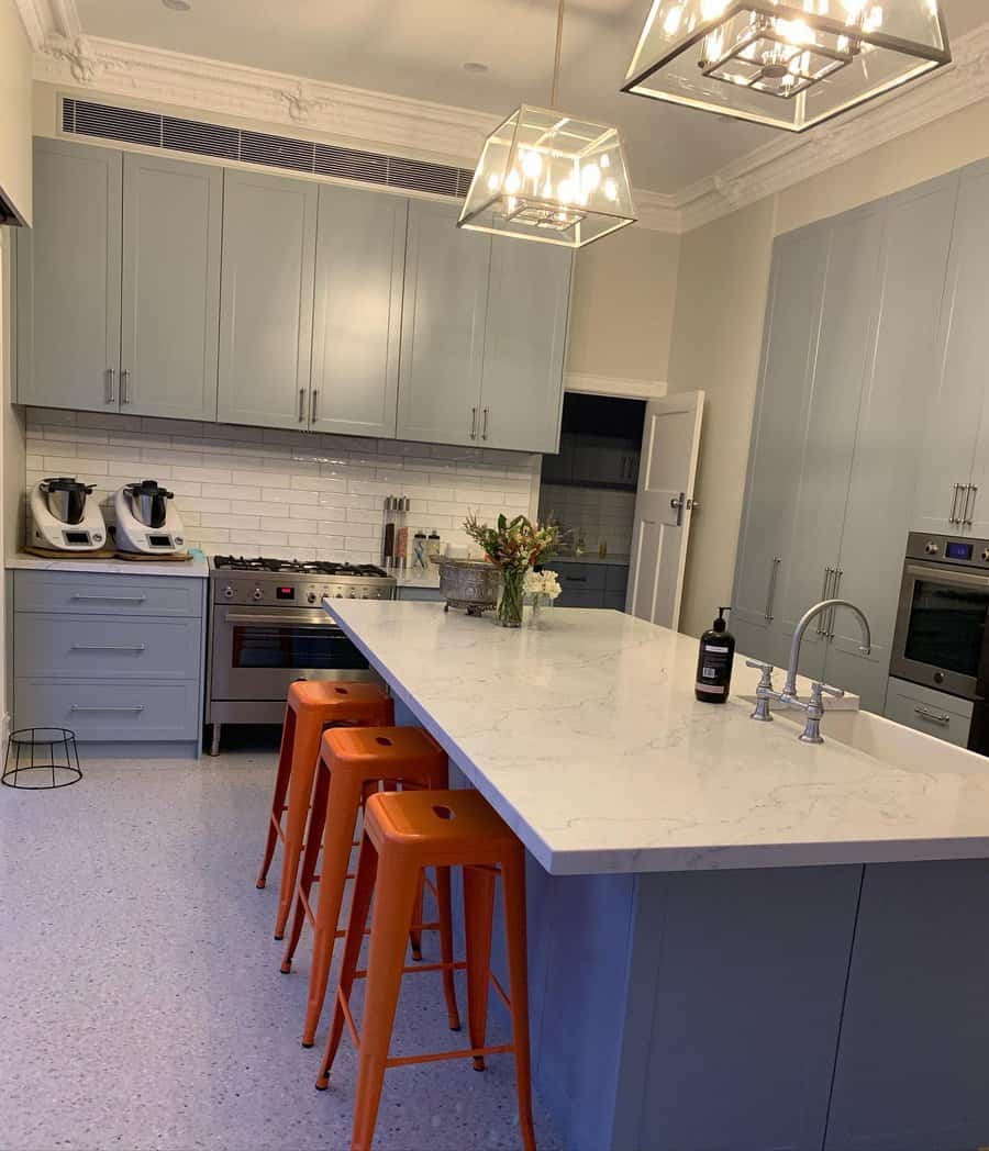 Waterfall kitchen island