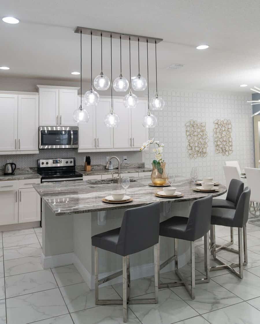 Waterfall kitchen island