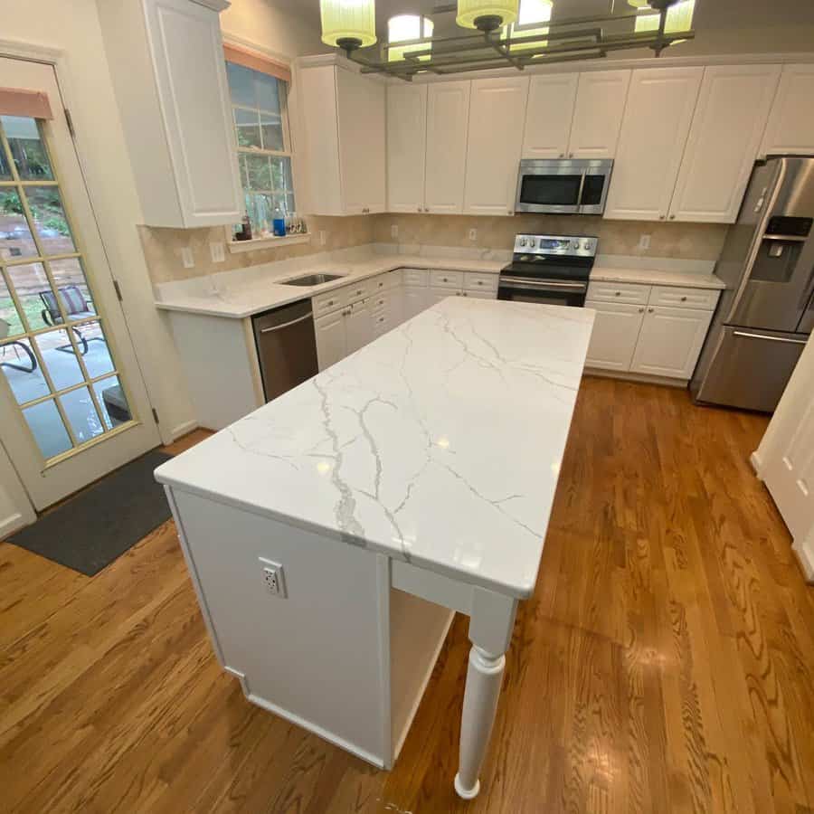 Waterfall kitchen island