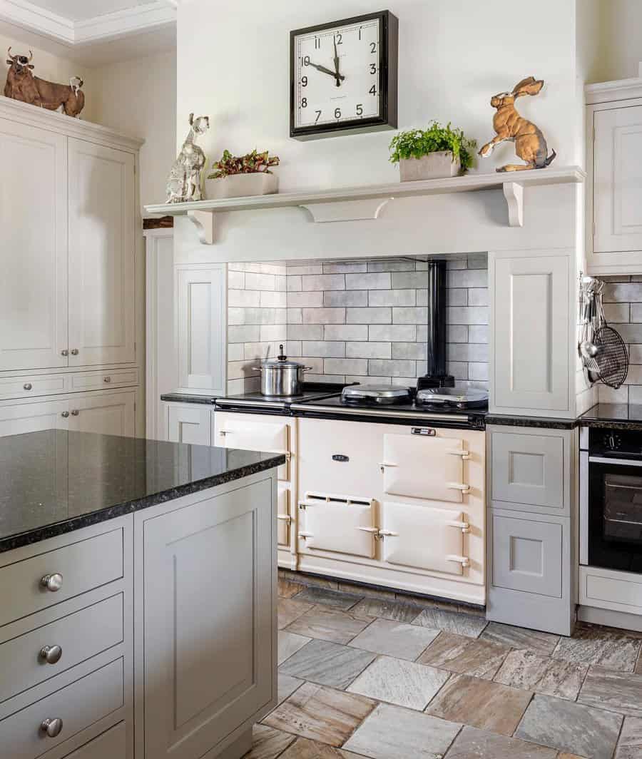 farmhouse kitchen with stamped tiles 