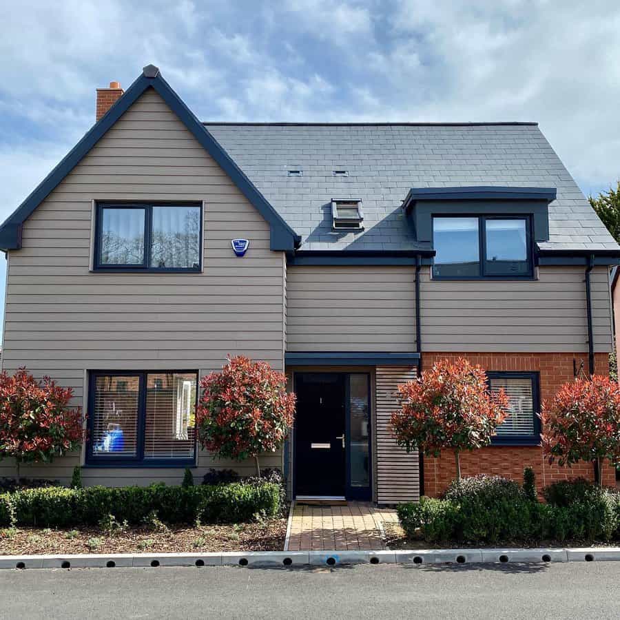 Front garden with flowering shrubs