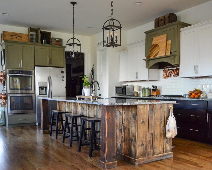 Kitchen with rustic kitchen island