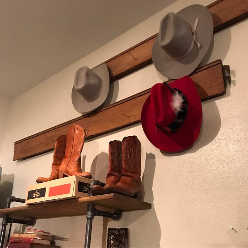 wall mounted diy cowboy hat rack