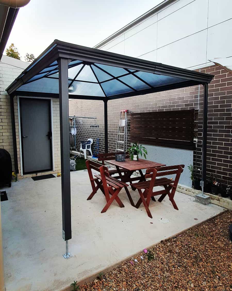 Frosted glass roof pavilion