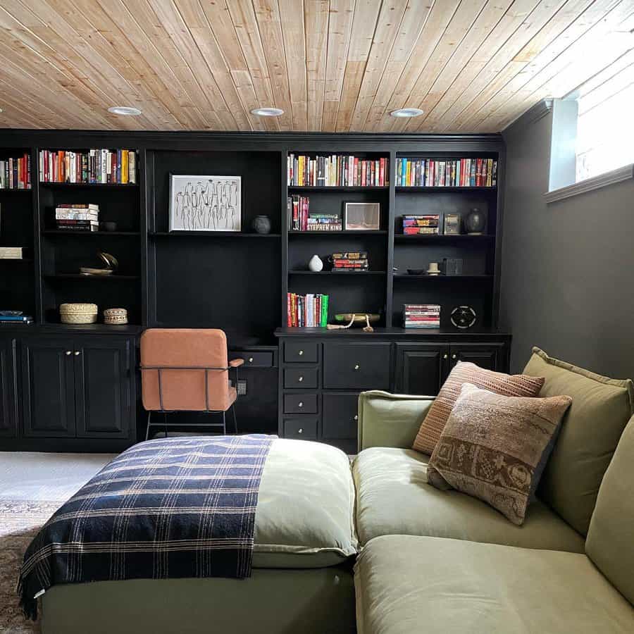 bookshelf with built-in desk