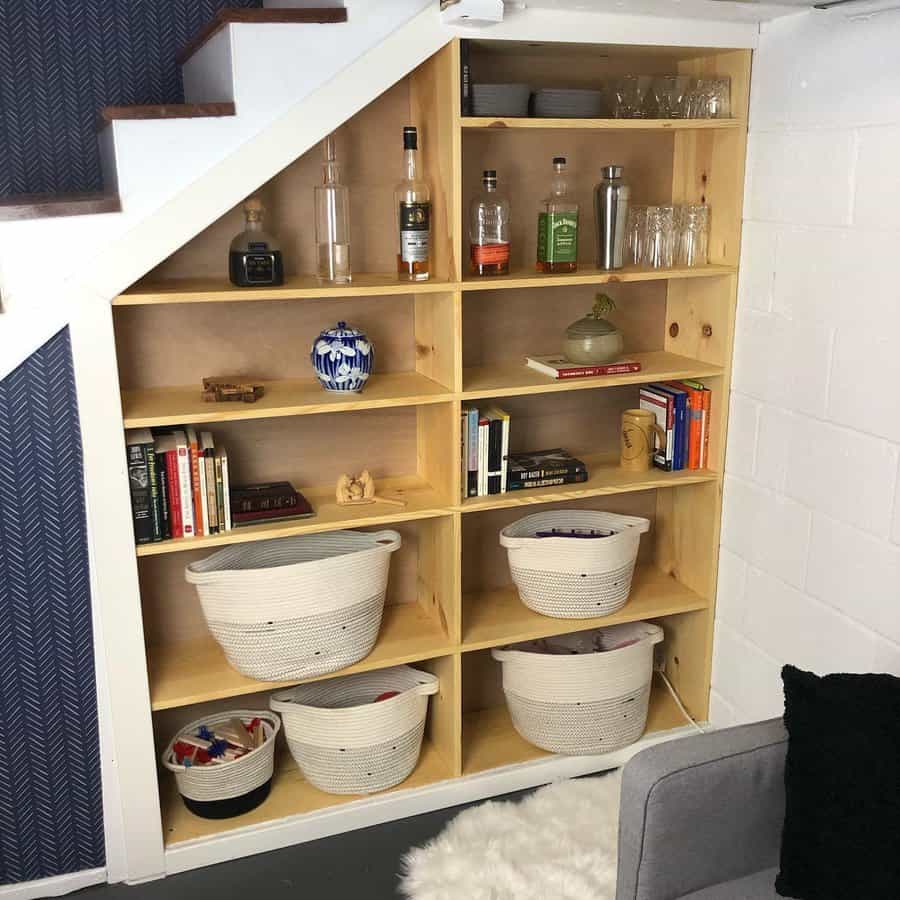 Basement under-the-stairs storage