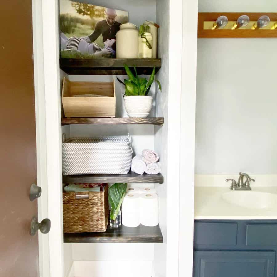 DIY small linen closet in bathroom