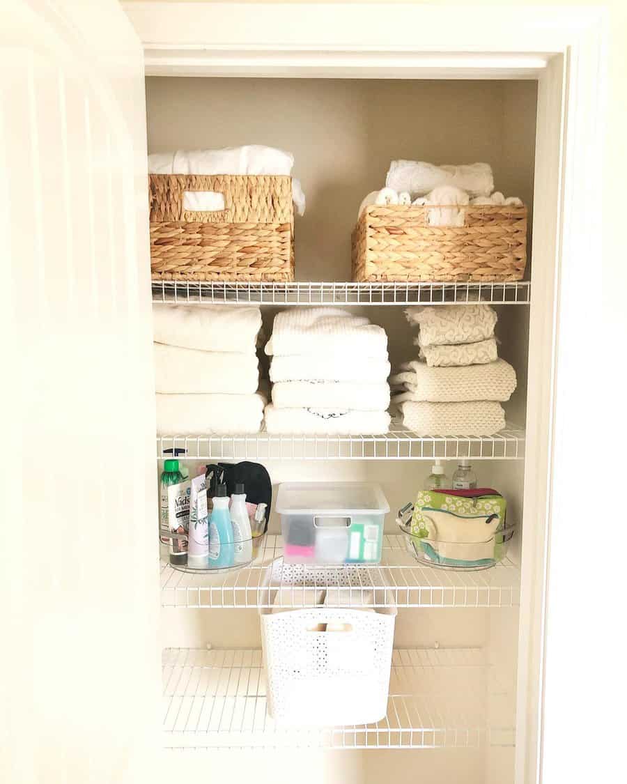 DIY small linen closet in bathroom