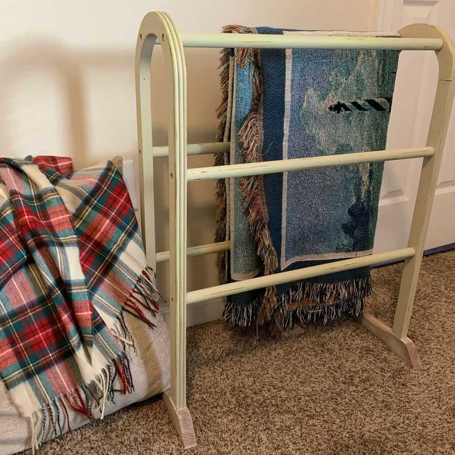 Wooden rack for blanket storage