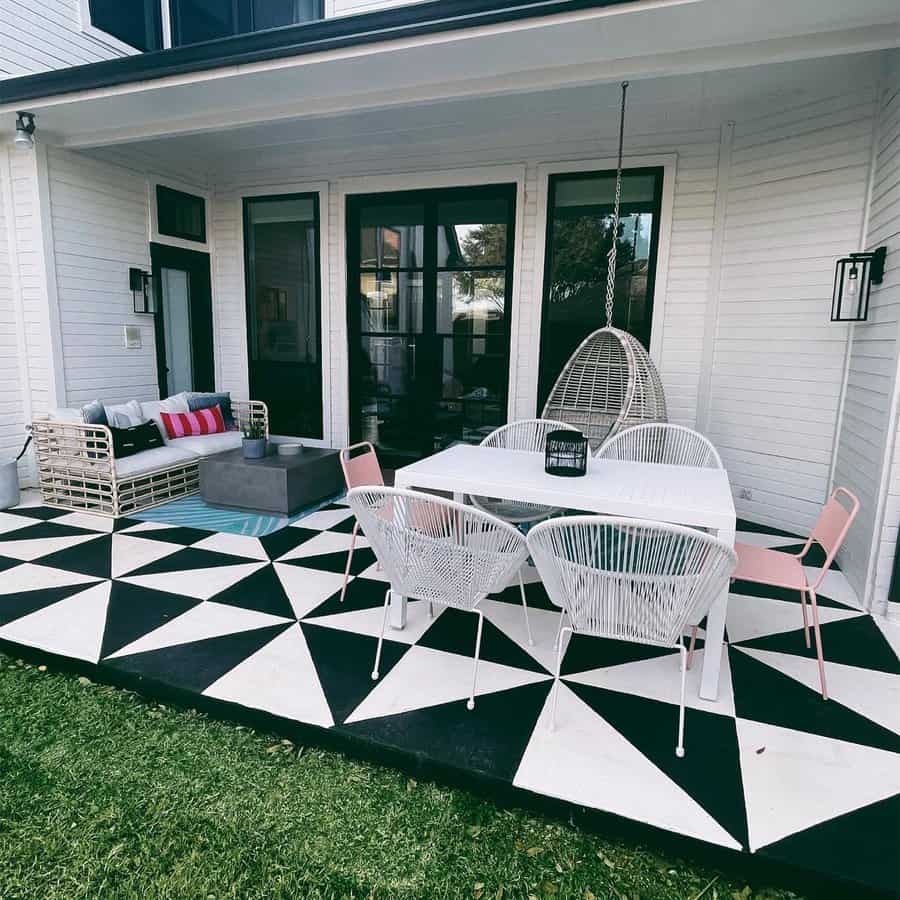 Patio with decorative tiles