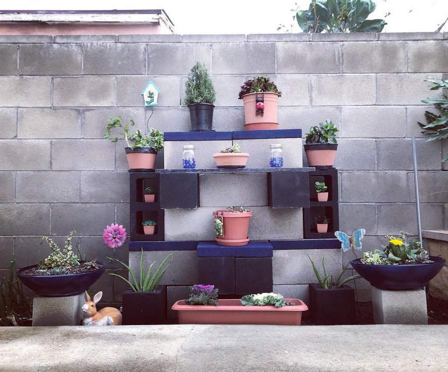 DIY cinder block - containers for succulents