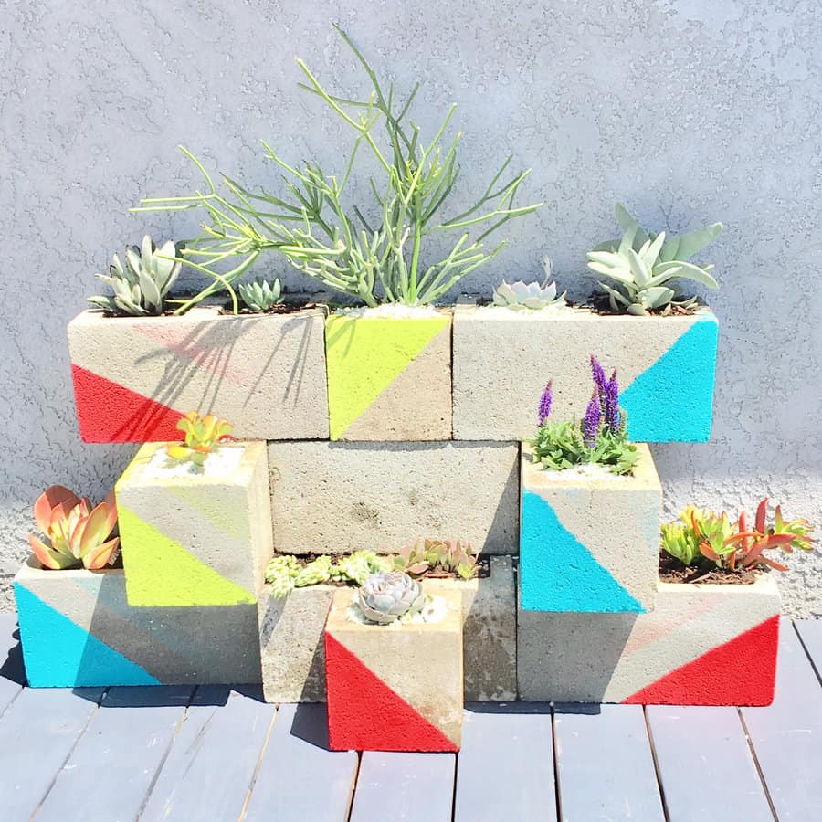 cinder block container for succulents