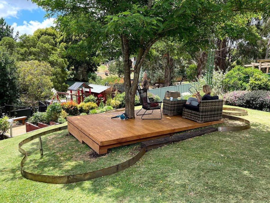 Tree covered deck