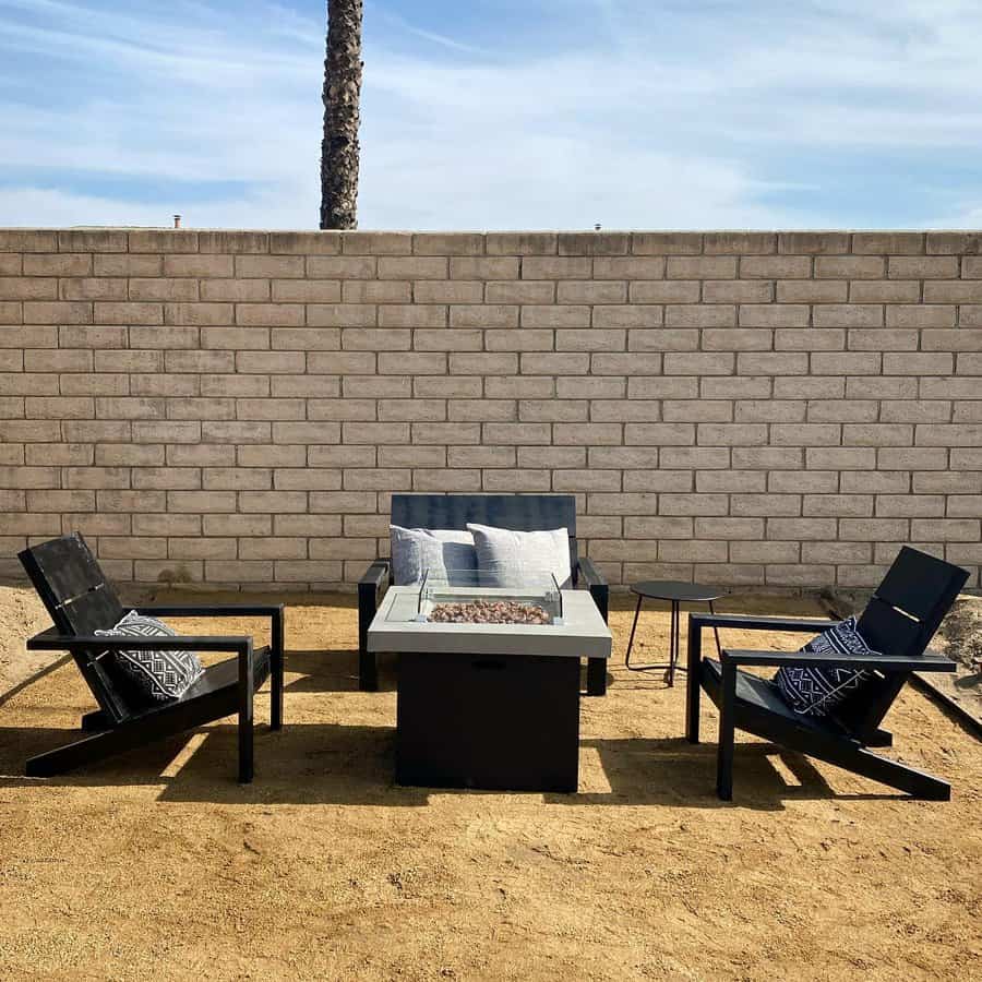 minimalist fire pit with glass screen