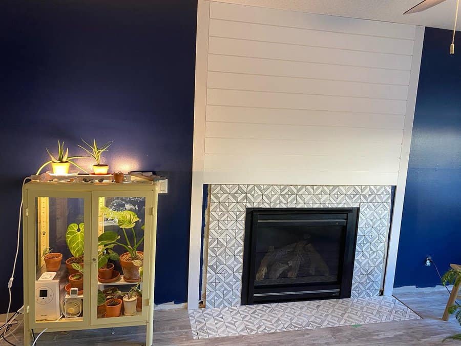 Shiplap fireplace wall