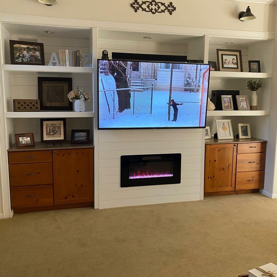 Shiplap fireplace wall